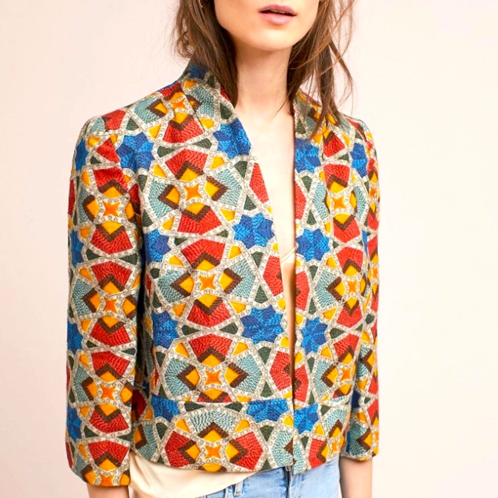 ANTHROPOLOGIE Bl-nk Tazia Geometric Jacket S